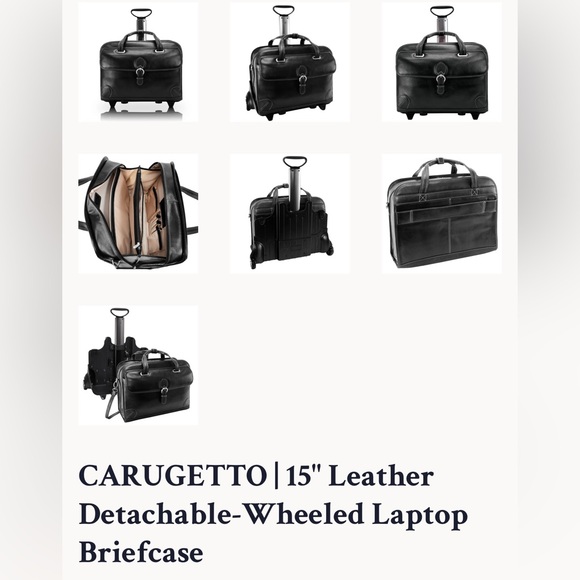 SIAMOD Carugetto 15.5 Black Leather Detachable Wheeled Travel Bag Orig $700